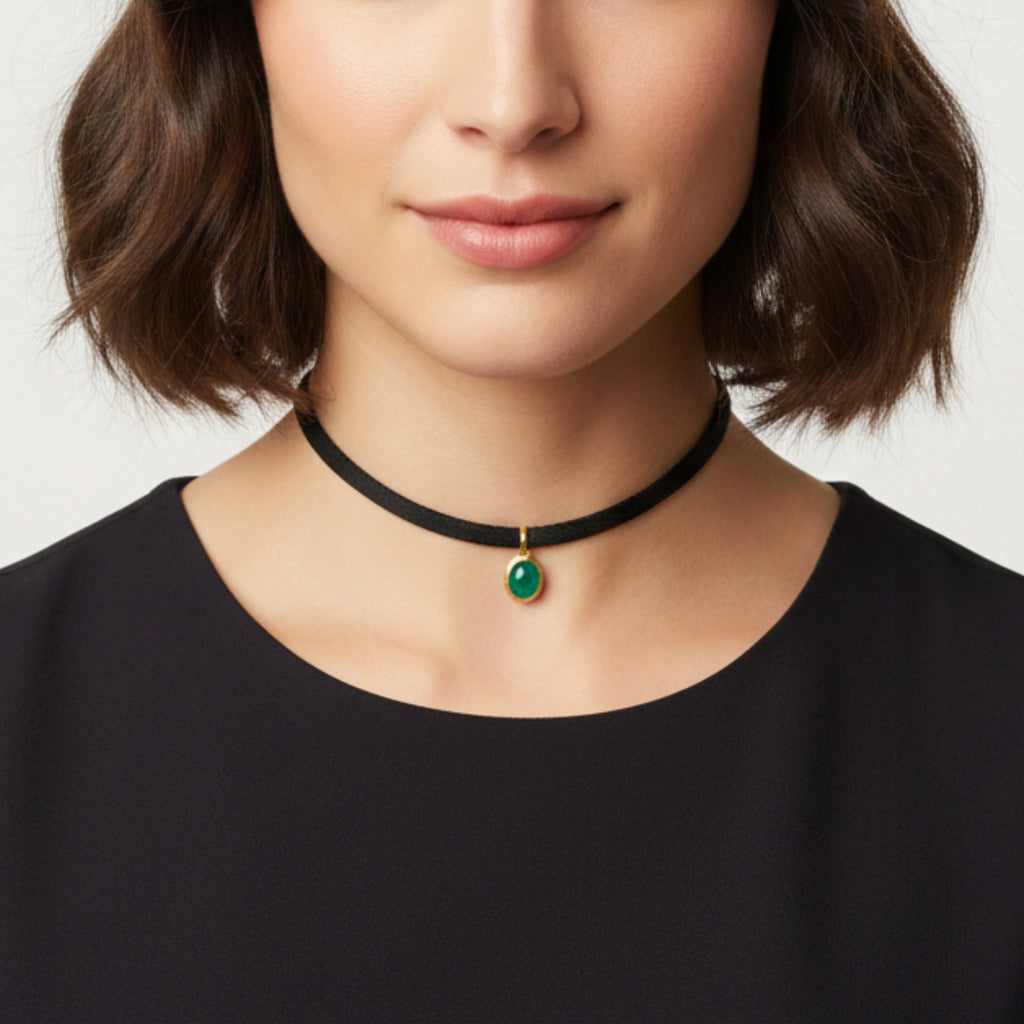 PUNCHY CHOKER | צו'קר אמרלד וזהב