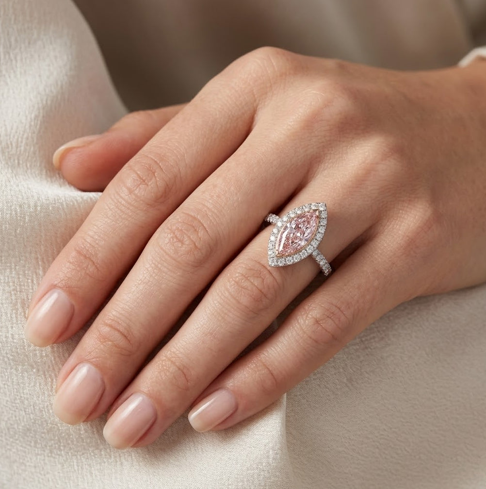 THE PINK MARQUISE | טבעת יהלום ורוד טבעי
