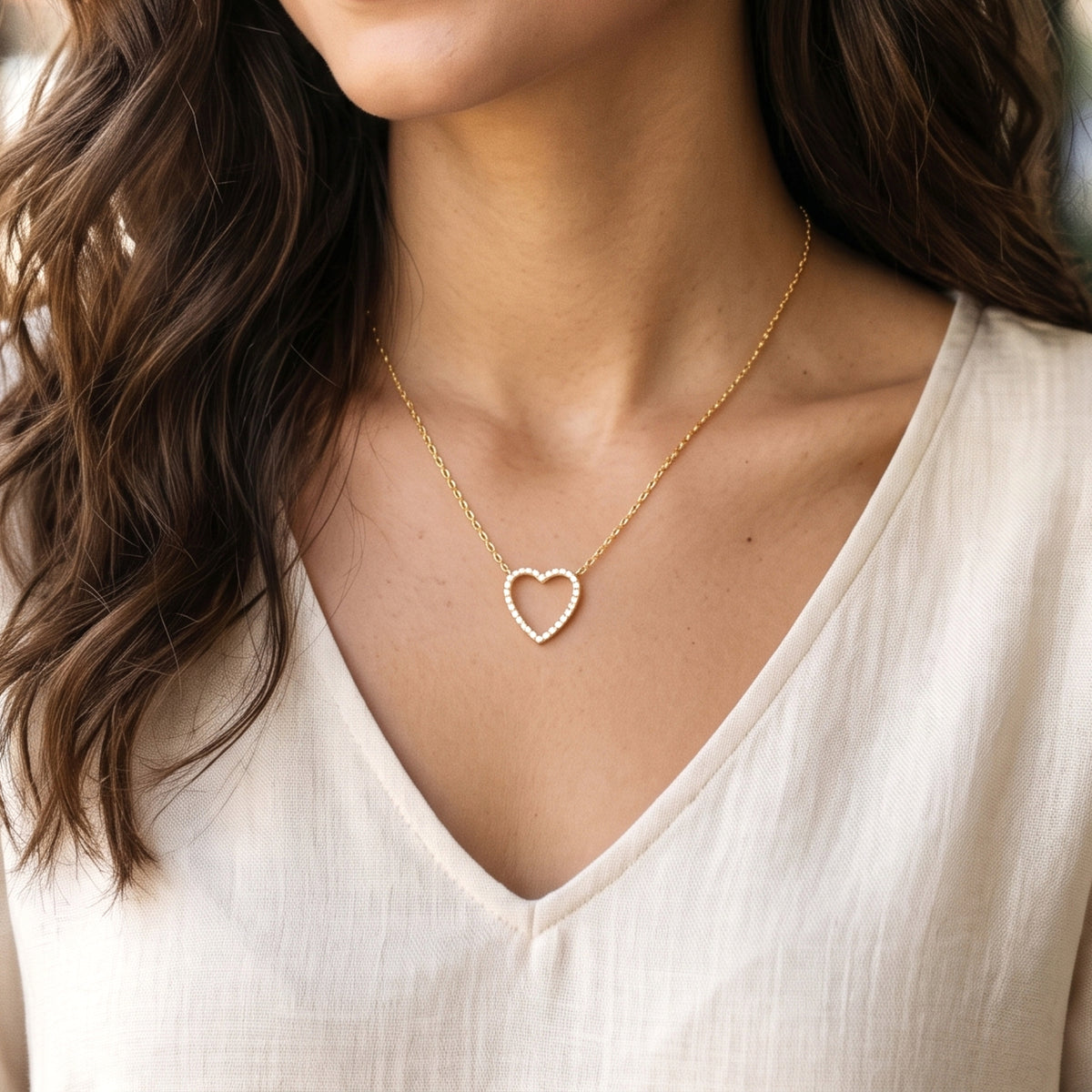 HEART | שרשרת לב משובצת יהלומים טבעיים