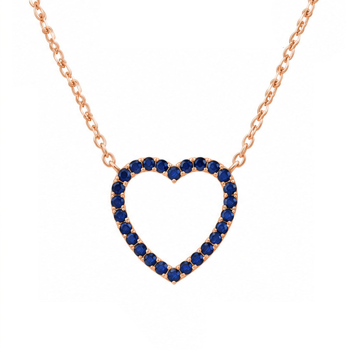 BLUE HEART | שרשרת לב משובצת אבני ספיר כחולות