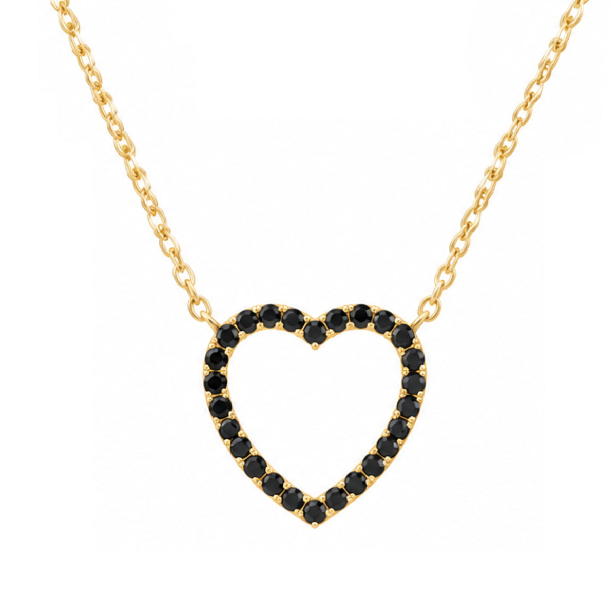 BLACK HEART | שרשרת לב משובצת יהלומים שחורים