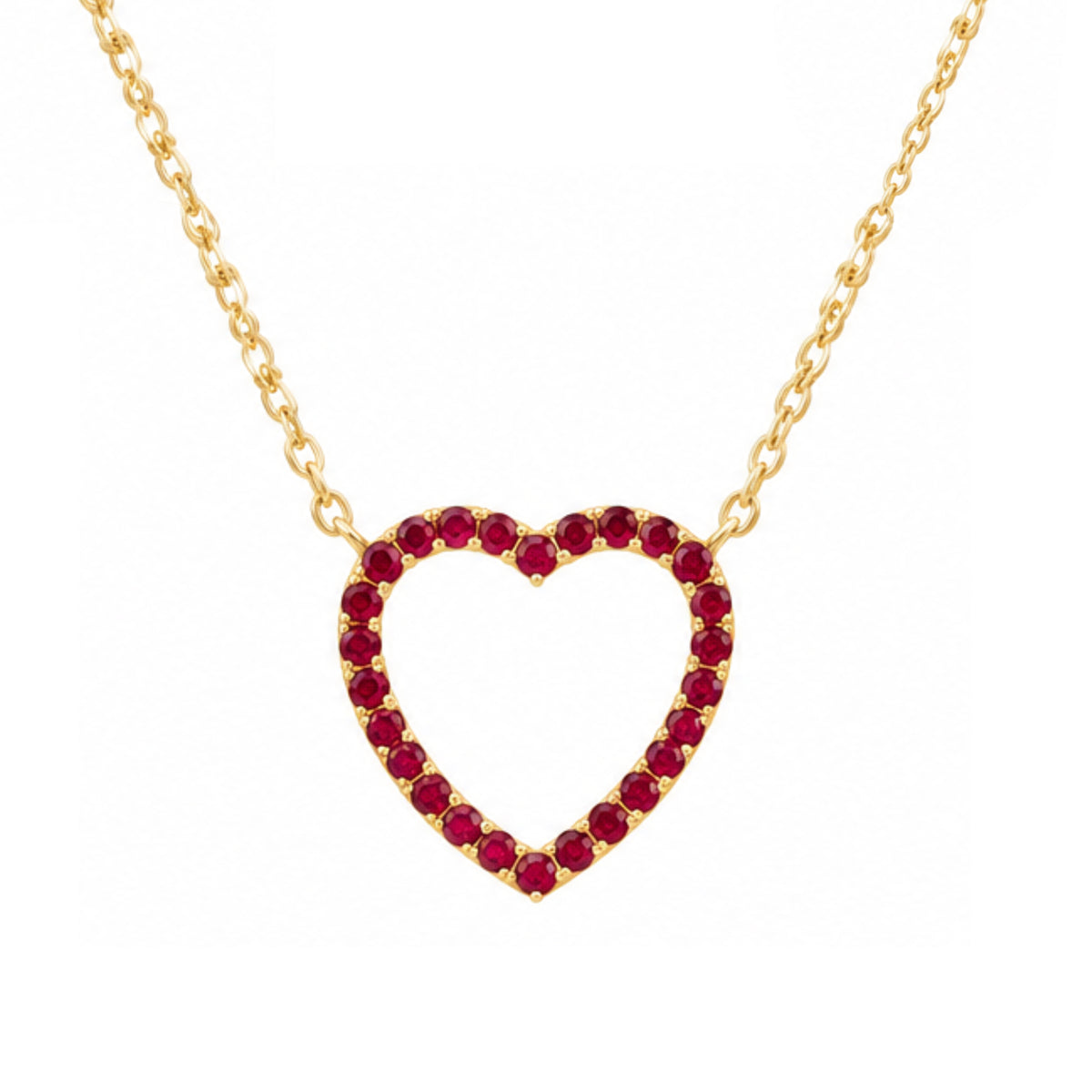 RED HEART | שרשרת לב משובצת אבני רובי