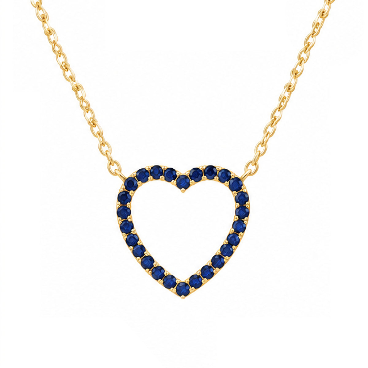 BLUE HEART | שרשרת לב משובצת אבני ספיר כחולות