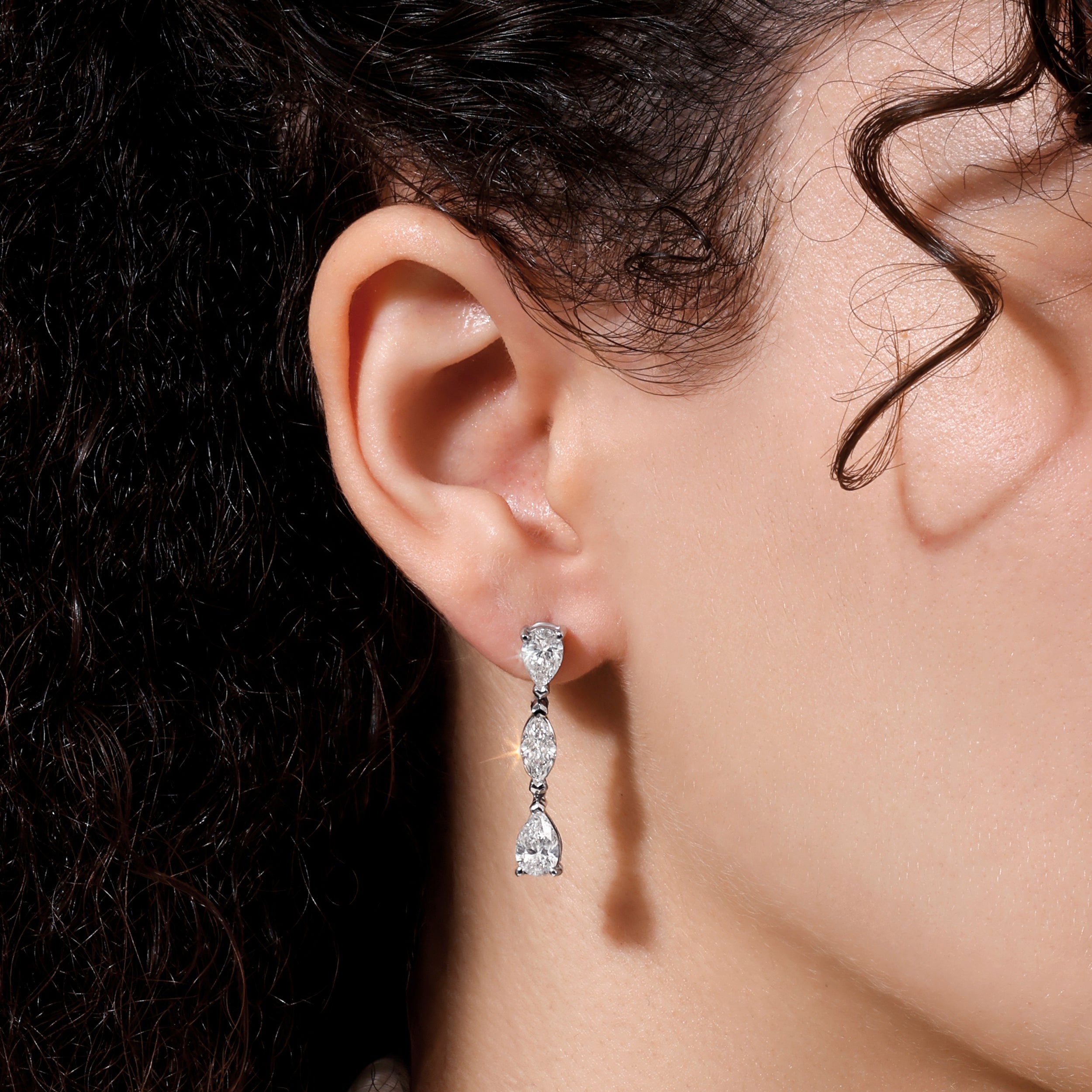 TRIPLE DROP | עגילי יהלומים טבעיים