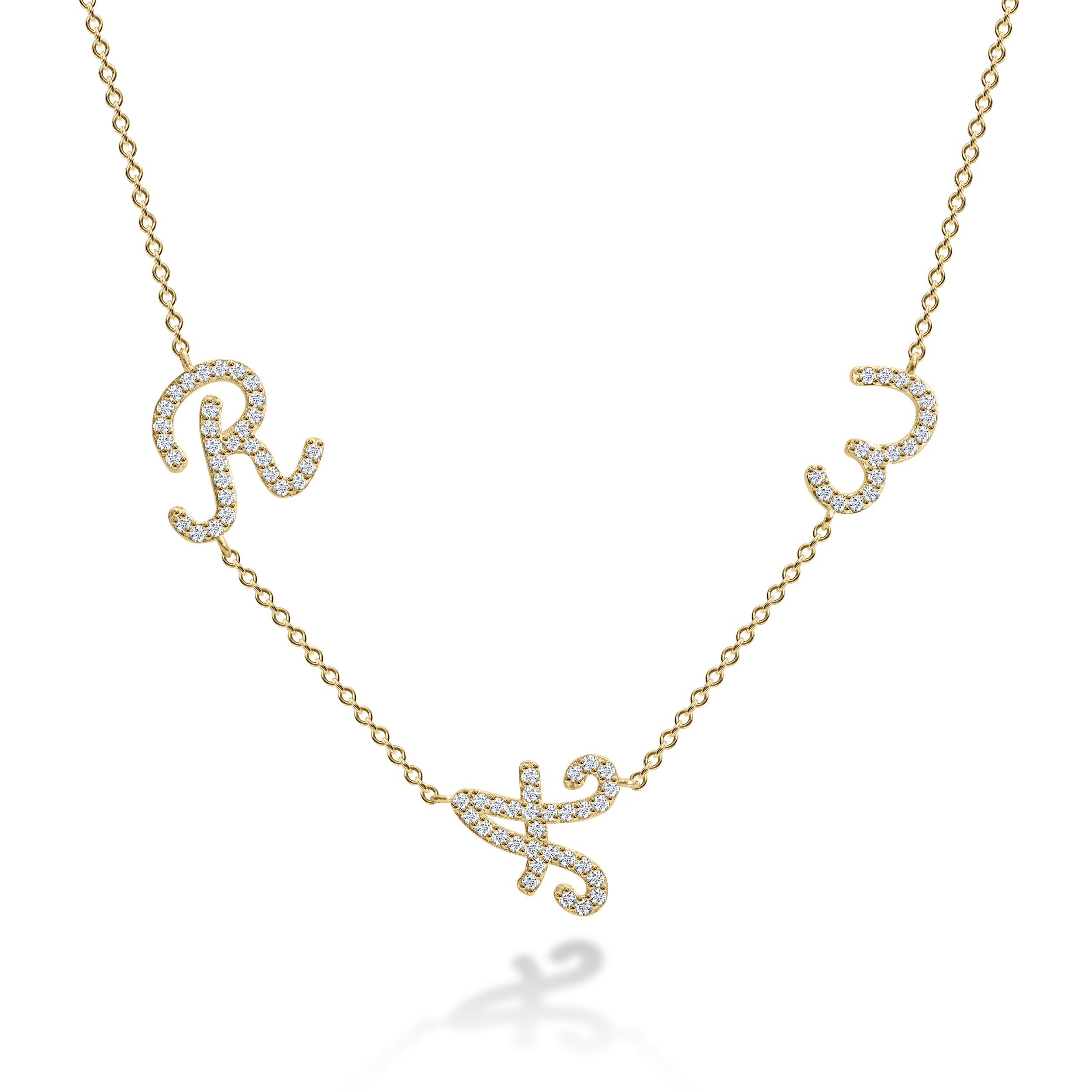 THE FAMILY NECKLACE | שרשרת אותיות זהב ויהלומים